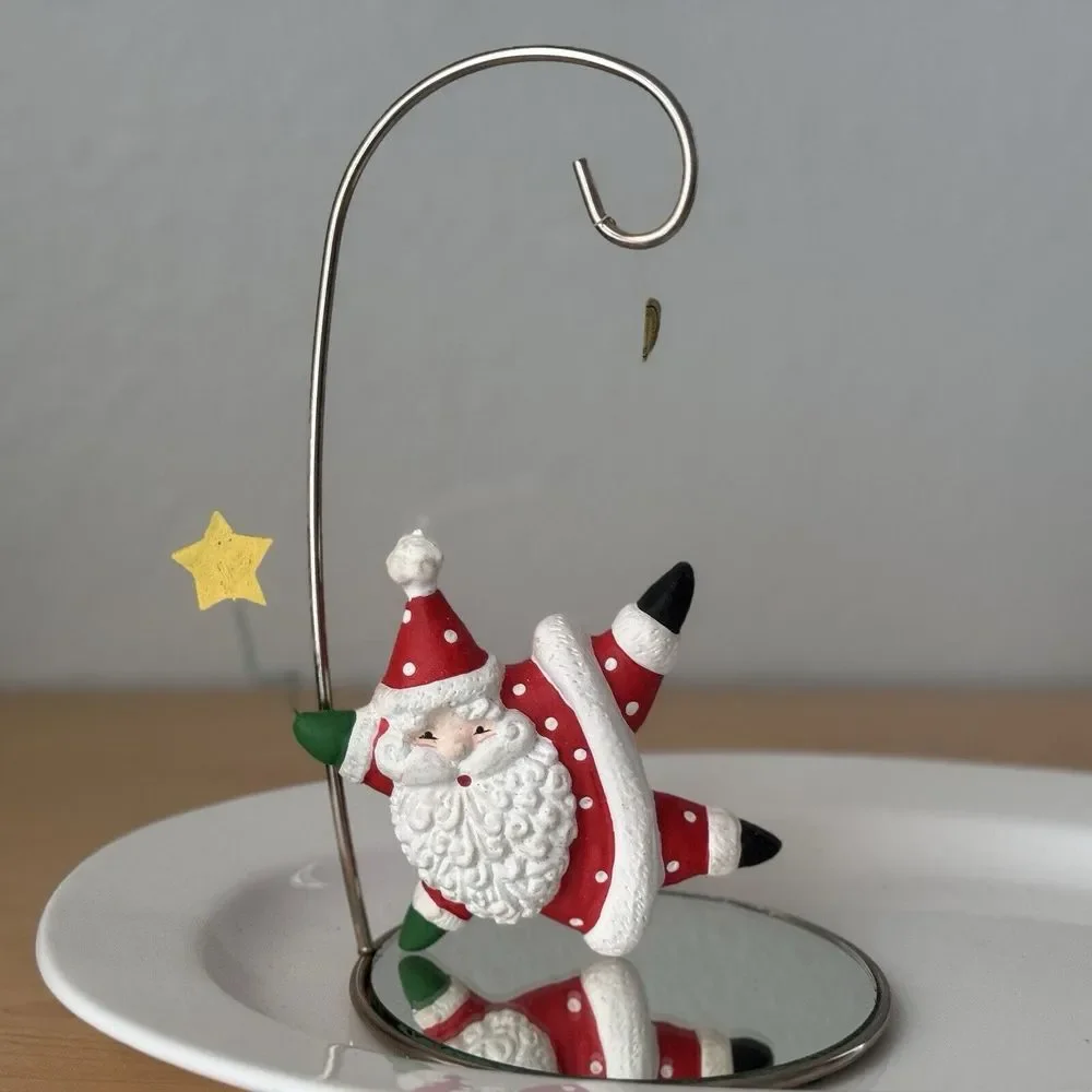 Vtg Y2k Santa Claus Star Shaped Christmas Ornament‎ Polkadot Whimsy Art